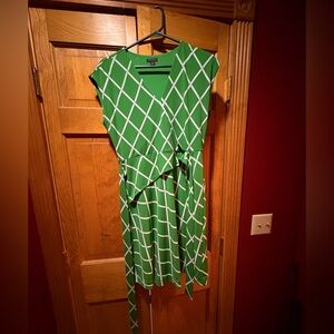 Ann Taylor Green and White Wrap Dress
